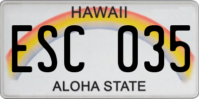 HI license plate ESC035