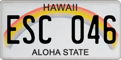 HI license plate ESC046