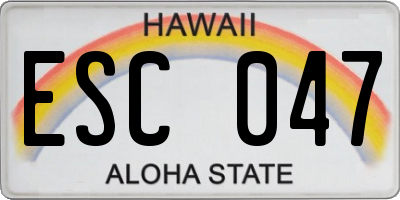 HI license plate ESC047