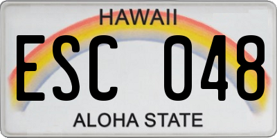 HI license plate ESC048