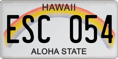 HI license plate ESC054