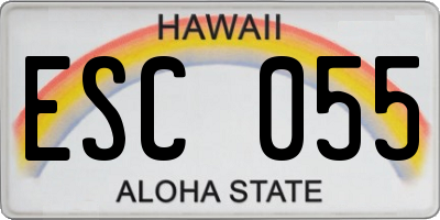 HI license plate ESC055