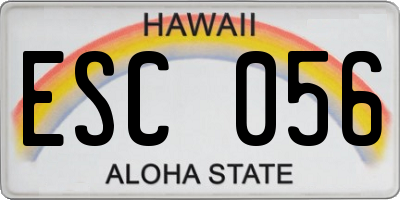 HI license plate ESC056