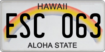 HI license plate ESC063