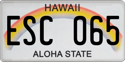 HI license plate ESC065