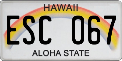 HI license plate ESC067