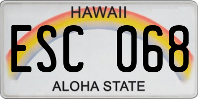 HI license plate ESC068
