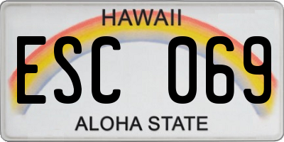 HI license plate ESC069