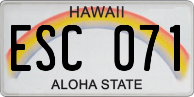 HI license plate ESC071