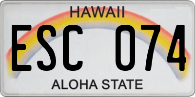 HI license plate ESC074