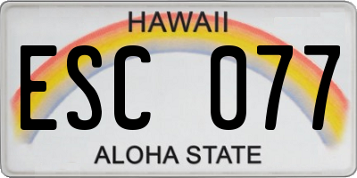 HI license plate ESC077