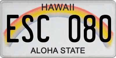 HI license plate ESC080