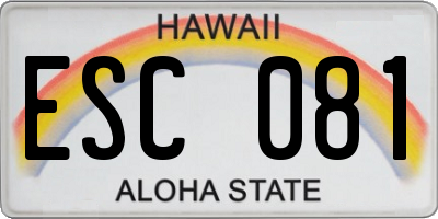 HI license plate ESC081
