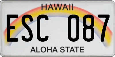 HI license plate ESC087