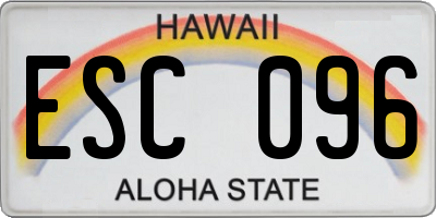HI license plate ESC096