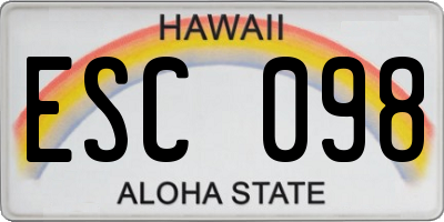 HI license plate ESC098