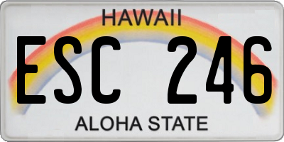 HI license plate ESC246