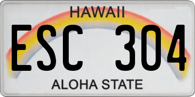 HI license plate ESC304