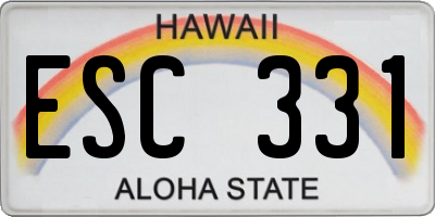 HI license plate ESC331