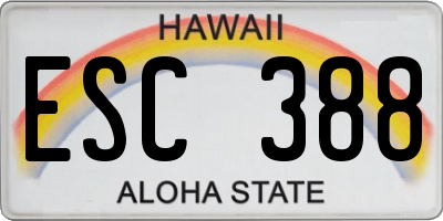 HI license plate ESC388
