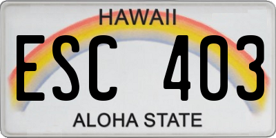 HI license plate ESC403