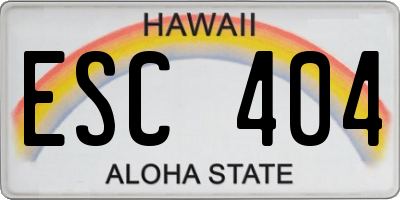 HI license plate ESC404