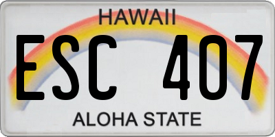 HI license plate ESC407