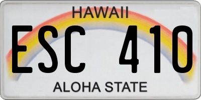 HI license plate ESC410