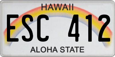HI license plate ESC412