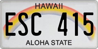 HI license plate ESC415
