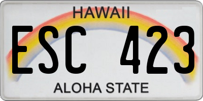 HI license plate ESC423