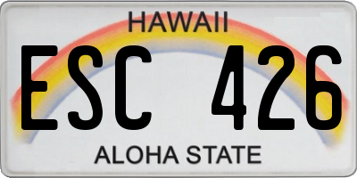 HI license plate ESC426