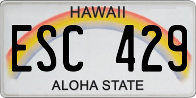 HI license plate ESC429