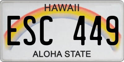 HI license plate ESC449