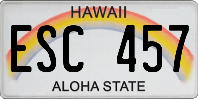 HI license plate ESC457