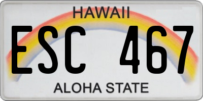 HI license plate ESC467