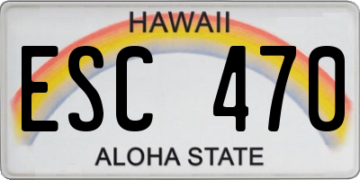 HI license plate ESC470