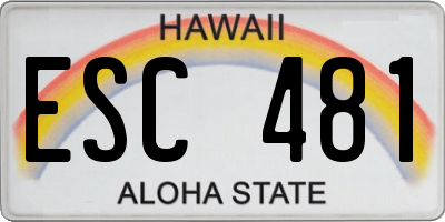 HI license plate ESC481