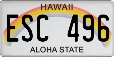 HI license plate ESC496