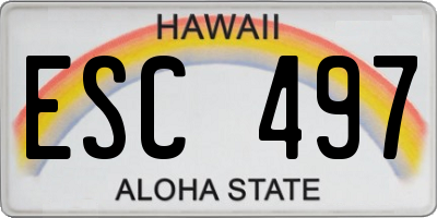 HI license plate ESC497