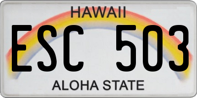 HI license plate ESC503