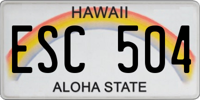 HI license plate ESC504