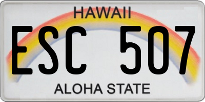 HI license plate ESC507
