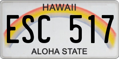 HI license plate ESC517