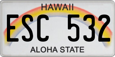 HI license plate ESC532