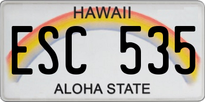 HI license plate ESC535