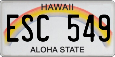 HI license plate ESC549