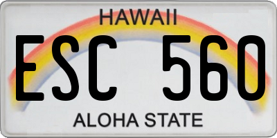HI license plate ESC560