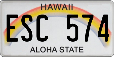 HI license plate ESC574