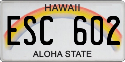 HI license plate ESC602